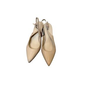 Marc Fisher Nude Leather Slingback Block Heel Pointed Toe Pumps Size 7.5M